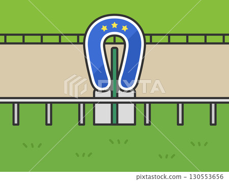 Illustration of the goal of a grass racecourse (line drawing color) Illustration of the goal of a grass racecourse (line drawing color) 130553656