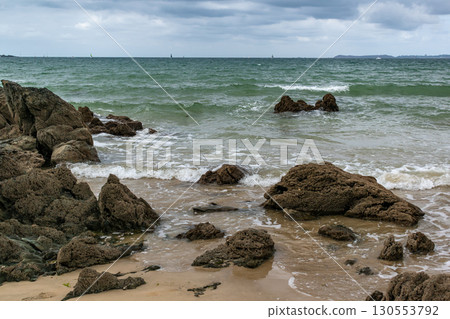 Seaside landscape in Armor Coast, Brittany in France Seaside landscape in Armor Coast, Brittany in France 130553792