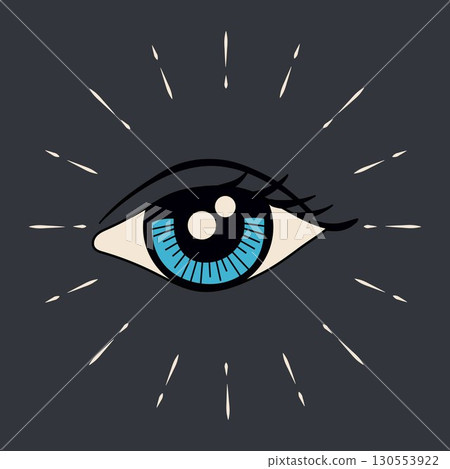 Blue Eye Symbol with Abstract Light Beams Blue Eye Symbol with Abstract Light Beams 130553922
