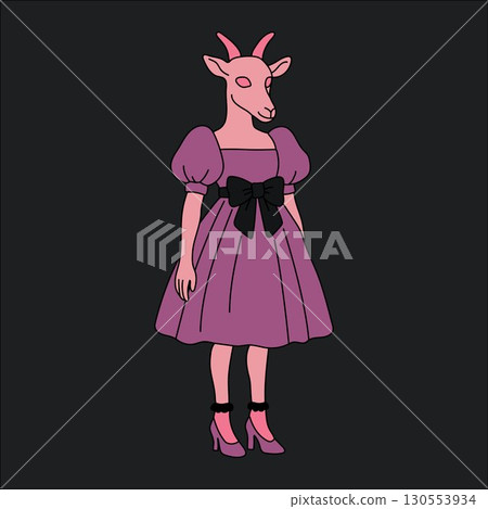 Surreal Character with Goat Head and Heels 130553934