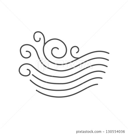 Oriental waves icon japan. Stylized ocean wave curl, japan style tsunami, sea swirl graphic. Oceanic water asian decorative ornamental splashes element. Sea wave line art vector illustration 130554036