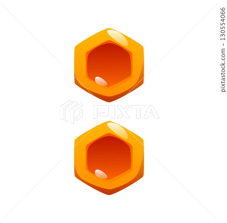 Honey font, honeycomb punctuation colon. Sweet honey harvest English alphabet font punctuation mark, honey bee farm vector English typeset special symbol. Beekeeping farming kids ABC type sign 130554066