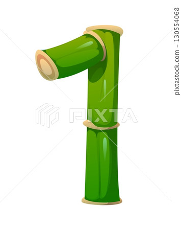 Asian nature bamboo wood font digit 1 one. Asian nature and eco alphabet type numeral symbol, jungle bamboo isolated cartoon vector kids ABC typeface number. Tropical forest tree typeface figure 130554068