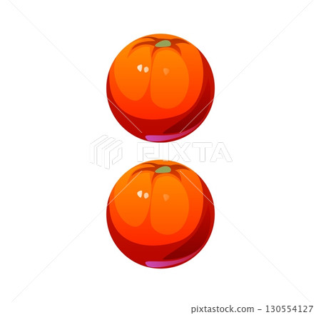 Summer holiday travel font orange fruit punctuation colon. Holiday vacation font sign, travel vector typeface special symbol. Summer English alphabet typeset punctuation mark or kids ABC type element 130554127