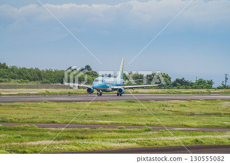 An airplane running on the runway at Mt. Fuji Shizuoka Airport in Makinohara City (Shizuoka Prefecture) An airplane running on the runway at Mt. Fuji Shizuoka Airport in Makinohara City (Shizuoka Prefecture) 130555082