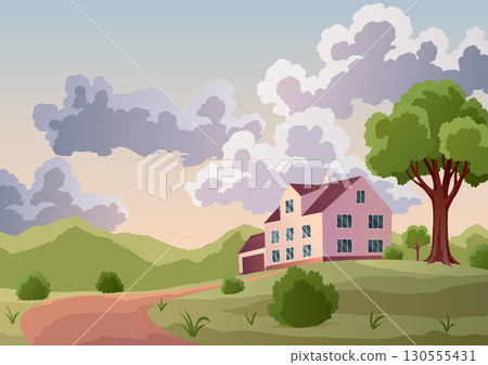 A pixel art of a cozy house in a vast field, surrounded by nature A pixel art of a cozy house in a vast field, surrounded by nature 130555431