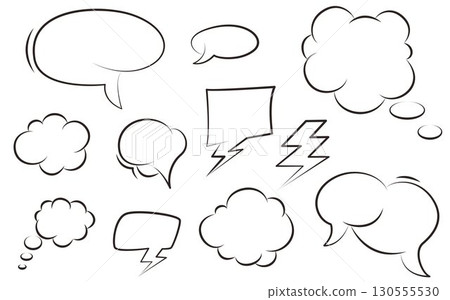 Comic speech bubbles, hand drawn doodle set 130555530