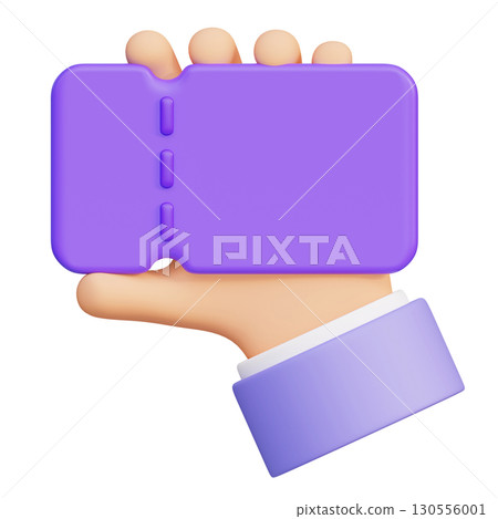 cartoon style Hand holding a coupon 3D graphic 130556001