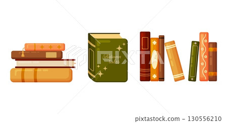 Autumnal Books Collection Flat Illustration Autumnal Books Collection Flat Illustration 130556210