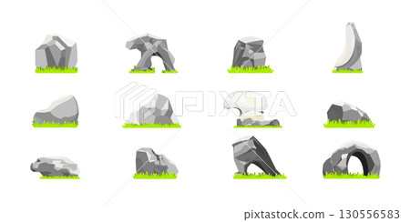 Rock and Stone Illustration Vector Set 130556583