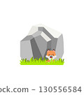Cute Fox and Stone Illustration Vector 130556584