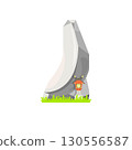 Japanese Lantern Beside Tall Rock Illustration 130556587