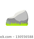 Large Rounded Stone on Grass Illustration 130556588