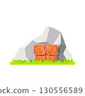 Stone Illustration with Wooden Crates Vector 130556589