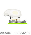 Large Stone with Campfire Vector Illustration 130556590