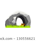 Gold Coins in a Chest Under a Rock 130556621