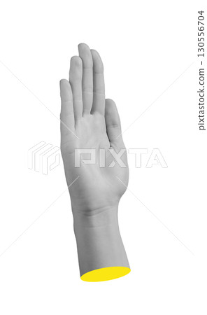Open palm raised upward with fingers together in greeting gesture. Front view of arm and hand Open palm raised upward with fingers together in greeting gesture. Front view of arm and hand 130556704