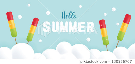 Summer ice cream sticks and snow, summer ice cream report wide and wide announcement announcement volume material sheet 130556767