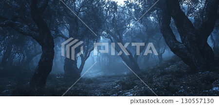 Enigmatic Moonlight Forest Deep Woods at Night 130557130