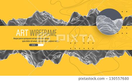 Abstract wireframe art with digital mesh and geometric design. Modern science or technology background. Vector 130557680
