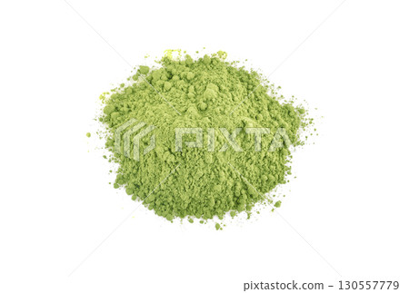 green matcha powder isolated on white background. green matcha powder isolated on white background. 130557779