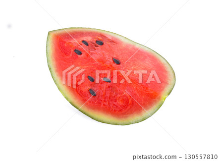 Sliced of watermelon isolated on white background. 130557810