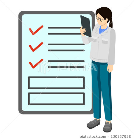 A woman checking the work A woman checking the work 130557938