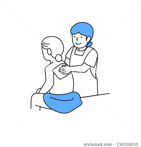 Care: Helping elderly people wipe their bodies 130558010