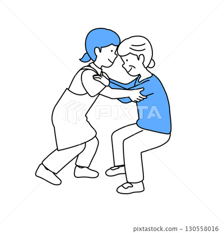 護理人員協助老人站起來 護理人員協助老人站起來 130558016