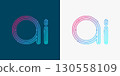 Artificial intelligence logo, chip, icon, sign in the flat line design style. Digital circuit board concept technology artwork for poster, cover, web banner, card. AI futuristic vector. 130558109