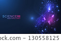 Modern abstract molecules structure for science or medical background. DNA helix or atom visualization. Molecular wave flow abstract background. Vector illustration 130558125