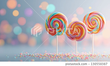 棒棒糖與五彩紙屑流行背景 棒棒糖與五彩紙屑流行背景 130558387