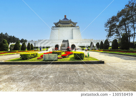 National Chiang Kai-shek Memorial Hall in Taipei, Taiwan. Photographed from the Da Zhong Gate side. 130558459