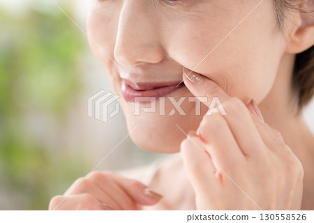 女人，法令紋，嘴巴，微笑 130558526