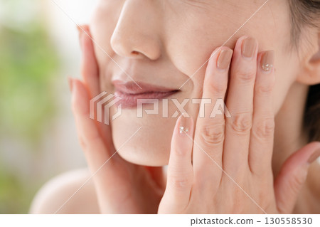 女人，法令紋，嘴巴，微笑 130558530