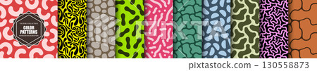Bright colorful seamless abstract patterns collection. Hand-drawn structure textures. Creative backgrounds for textile, fashion, decoration and material design. Vibrant endless prints Bright colorful seamless abstract patterns collection. Hand-drawn structure textures. Creative backgrounds for textile, fashion, decoration and material design. Vibrant endless prints 130558873