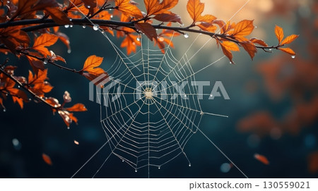 spider on a spider web in autumn 130559021