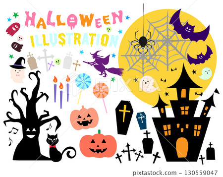 可愛的萬聖節插圖素材 130559047