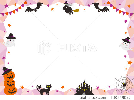 受萬聖節啟發的閃亮橫向框架插圖 130559052