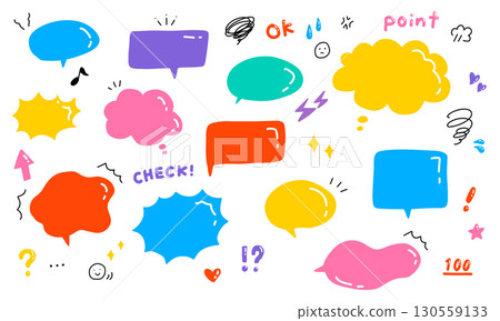 Illustration set of speech bubbles and symbols expressing emotions 130559133