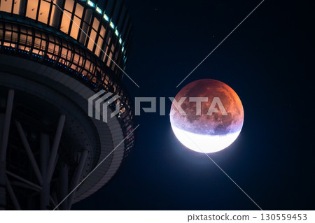 Tokyo: Total lunar eclipse and Skytree on September 8, 2025 Tokyo: Total lunar eclipse and Skytree on September 8, 2025 130559453