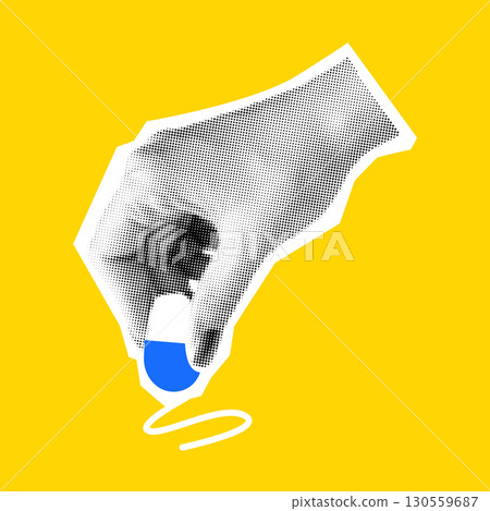 Hand with Eraser in Pop Art Style on Yellow Background Hand with Eraser in Pop Art Style on Yellow Background 130559687
