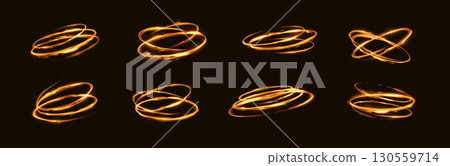 Set of Glowing Light Trails on Dark Background Set of Glowing Light Trails on Dark Background 130559714