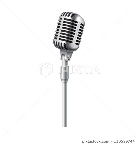 Retro Microphone on Stand in Realistic Style Retro Microphone on Stand in Realistic Style 130559744