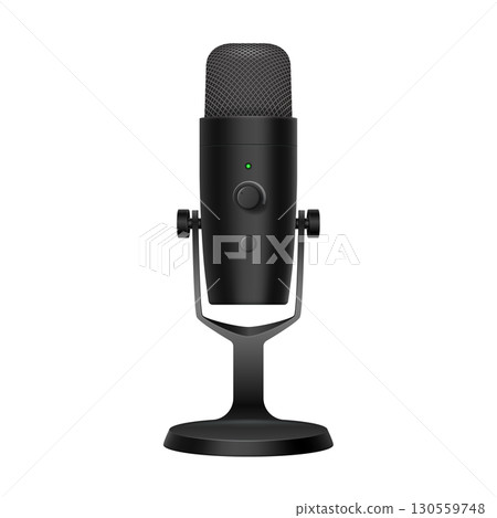 Black Studio Microphone Isolated on White Background Black Studio Microphone Isolated on White Background 130559748