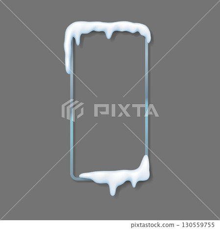 Frosty Snow Frame on Gray Background Frosty Snow Frame on Gray Background 130559755