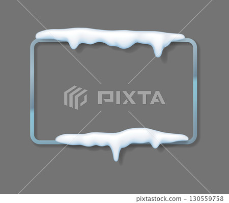 Snow Covered Frame on Gray Background Snow Covered Frame on Gray Background 130559758