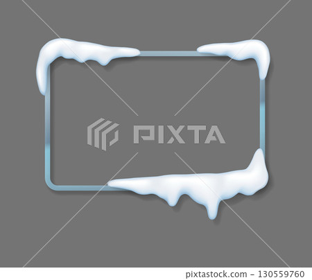Winter Frame with Icy Snow Effect on Grey Background Winter Frame with Icy Snow Effect on Grey Background 130559760