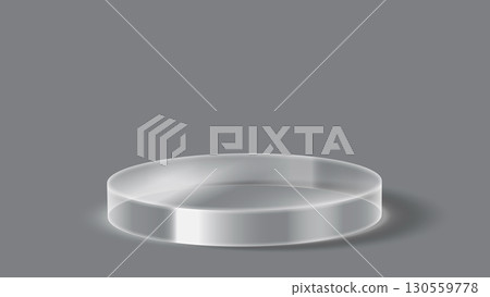 Transparent Glass Cylinder on Gray Background 130559778