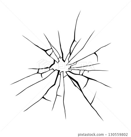 Glass crack broken texture window. Ice glass cracked effect background bullet mirror transparent isolated illustration 130559802